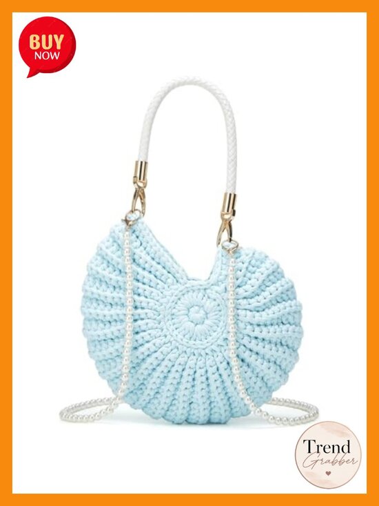 Handbags - Handwoven Crochet Seashell Bag Pearl Beaded Crossbody